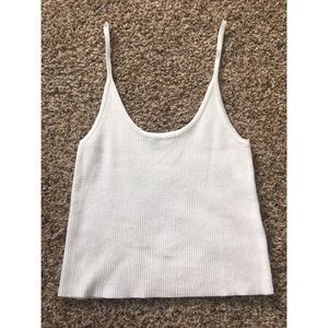 Brandy White Ribbed Cropped Tank